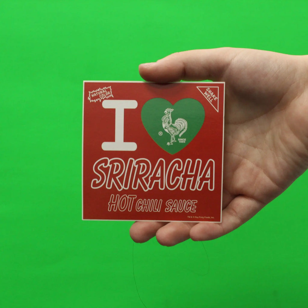 I Heart Sriracha Hot Chili Sauce Square Red Sticker 
