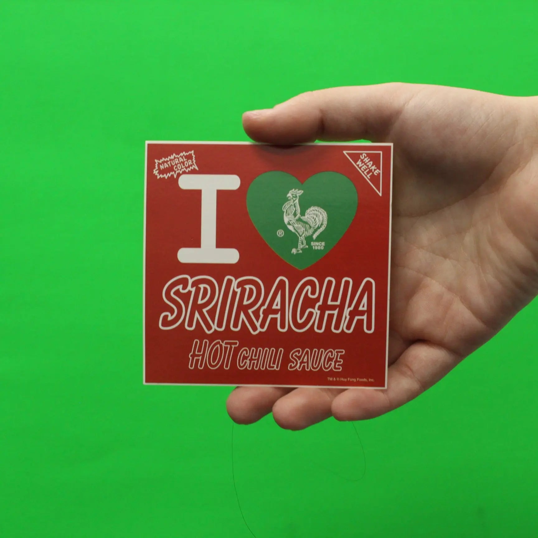 I Heart Sriracha Hot Chili Sauce Square Red Sticker 