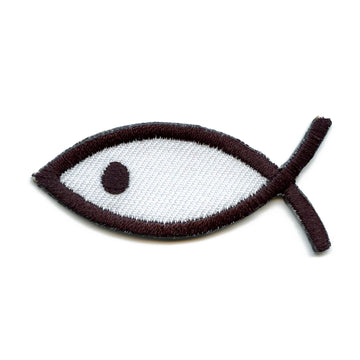 Christian Ichthys Fish Sign Logo Embroidered Iron On Patch 