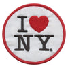 I Love New York Round Iron-On Patch Black/White 