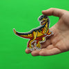 Velociraptor Standing Yellow And Blue Dinosaur Embroidered Iron On Patch 