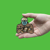 Grumpy Old Man Wearing Mittens Embroidered Iron On Patch 