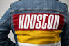 Custom Houston Basketball Team Retro Rainbow Light Denim Jacket For Women 
