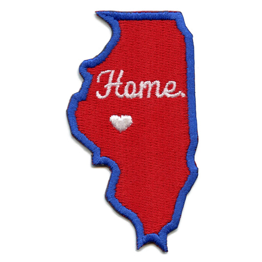Illinois Home State Patch Baseball Parody Embroidered Iron On - Red/Blue 