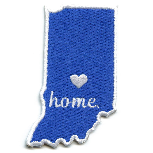 Indiana Home State Patch Football Parody Embroidered Iron On - Blue/White 