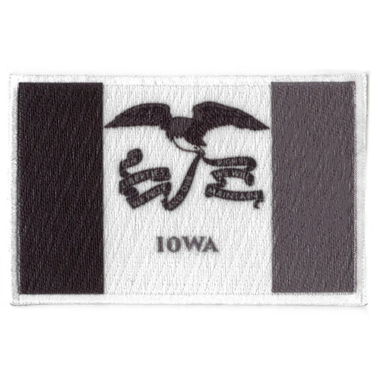 Iowa State Flag Patch Grayscale Embroidered Iron On 