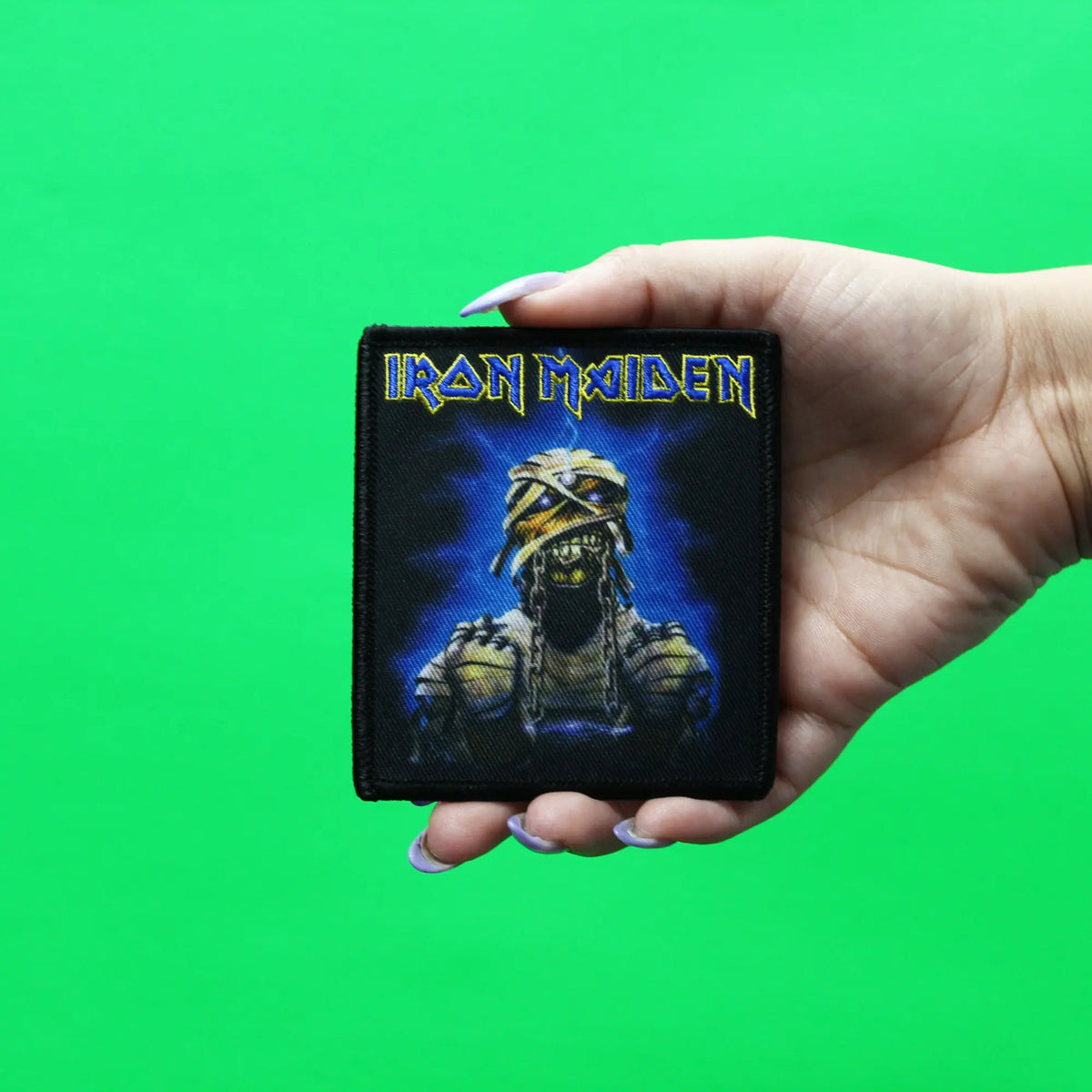 Official Iron Maiden Patch Mummy Lightning Embroidered Iron On – Patch ...