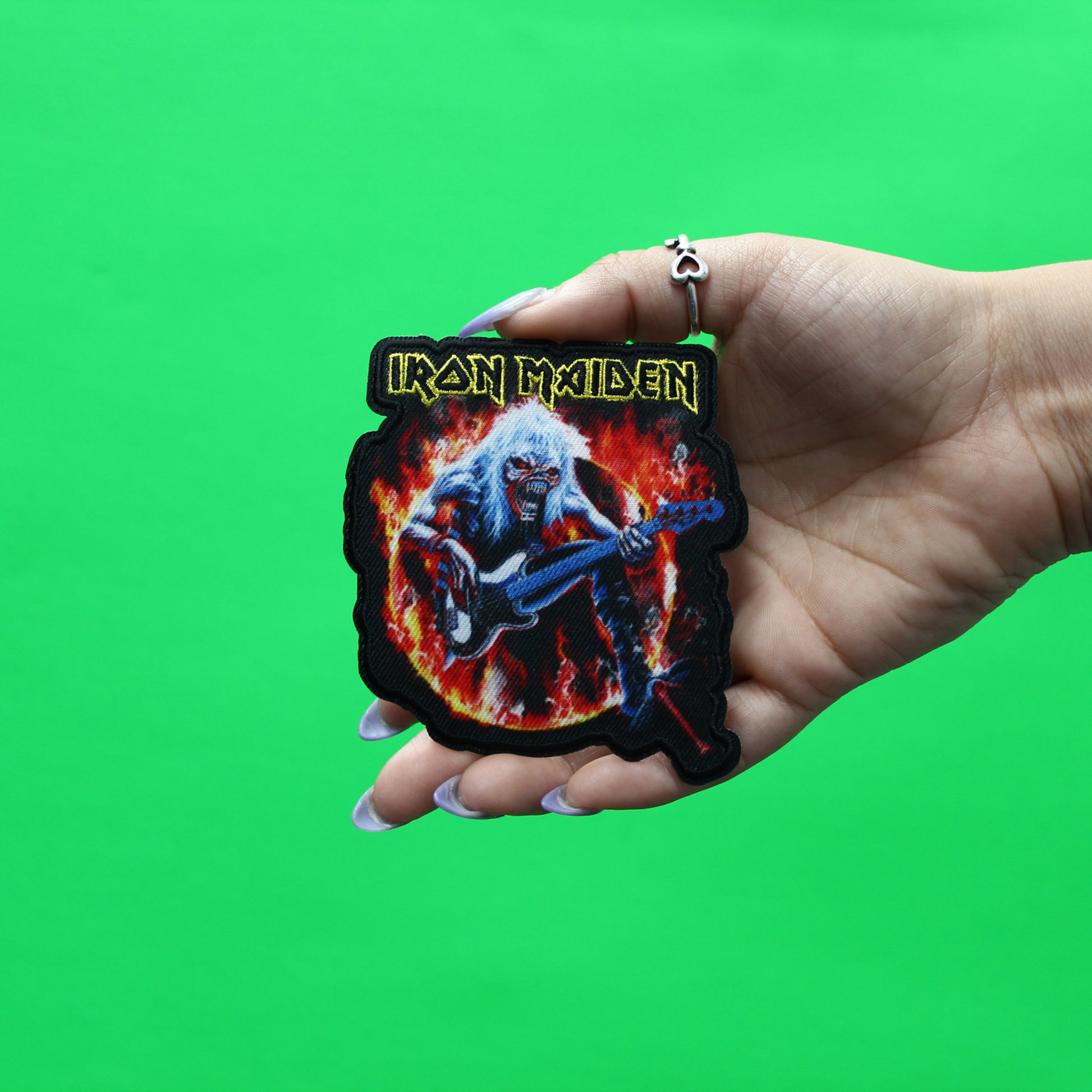 Official Iron Maiden Patch Ring Of Fire Embroidered Iron On 