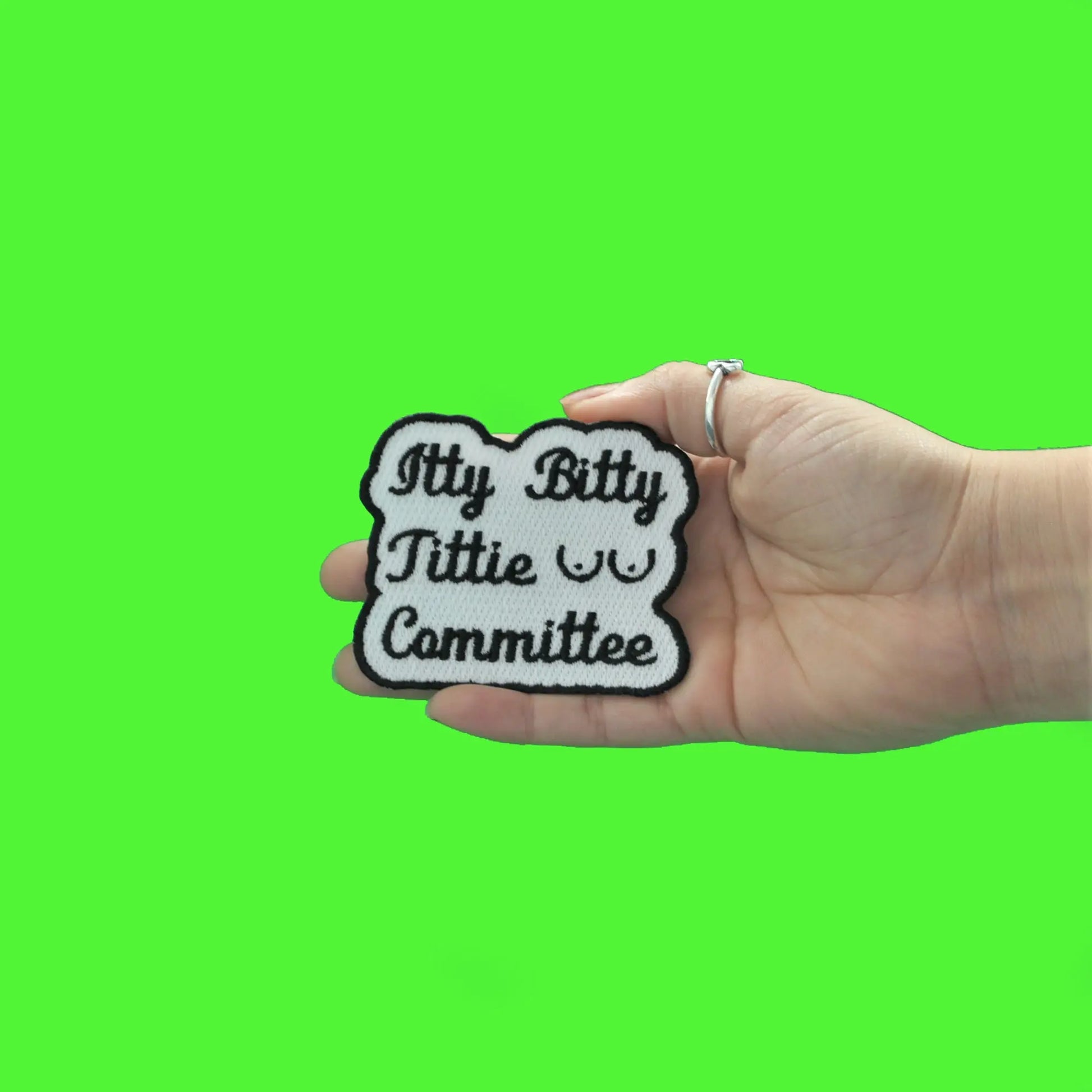 Itty Bitty Tittie Committee Embroidered Iron On Patch 