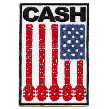 Johnny Cash American Flag Patch Country Legend Guitar Embroidered Iron On