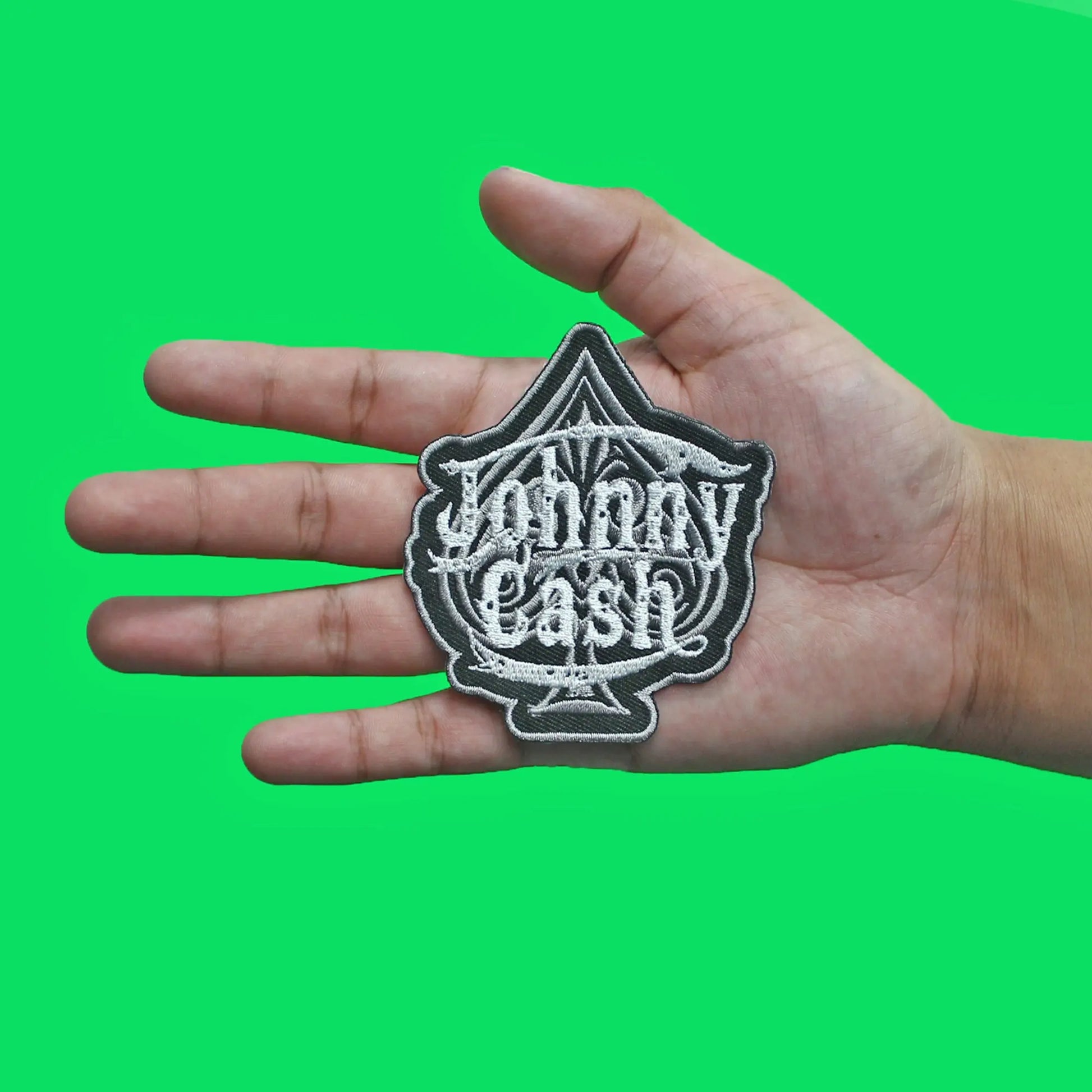 Johnny Cash Silver Spade Patch Country Legend Icon Embroidered Iron On