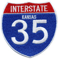 Kansas Interstate I-35 Sign Embroidered Iron On Patch