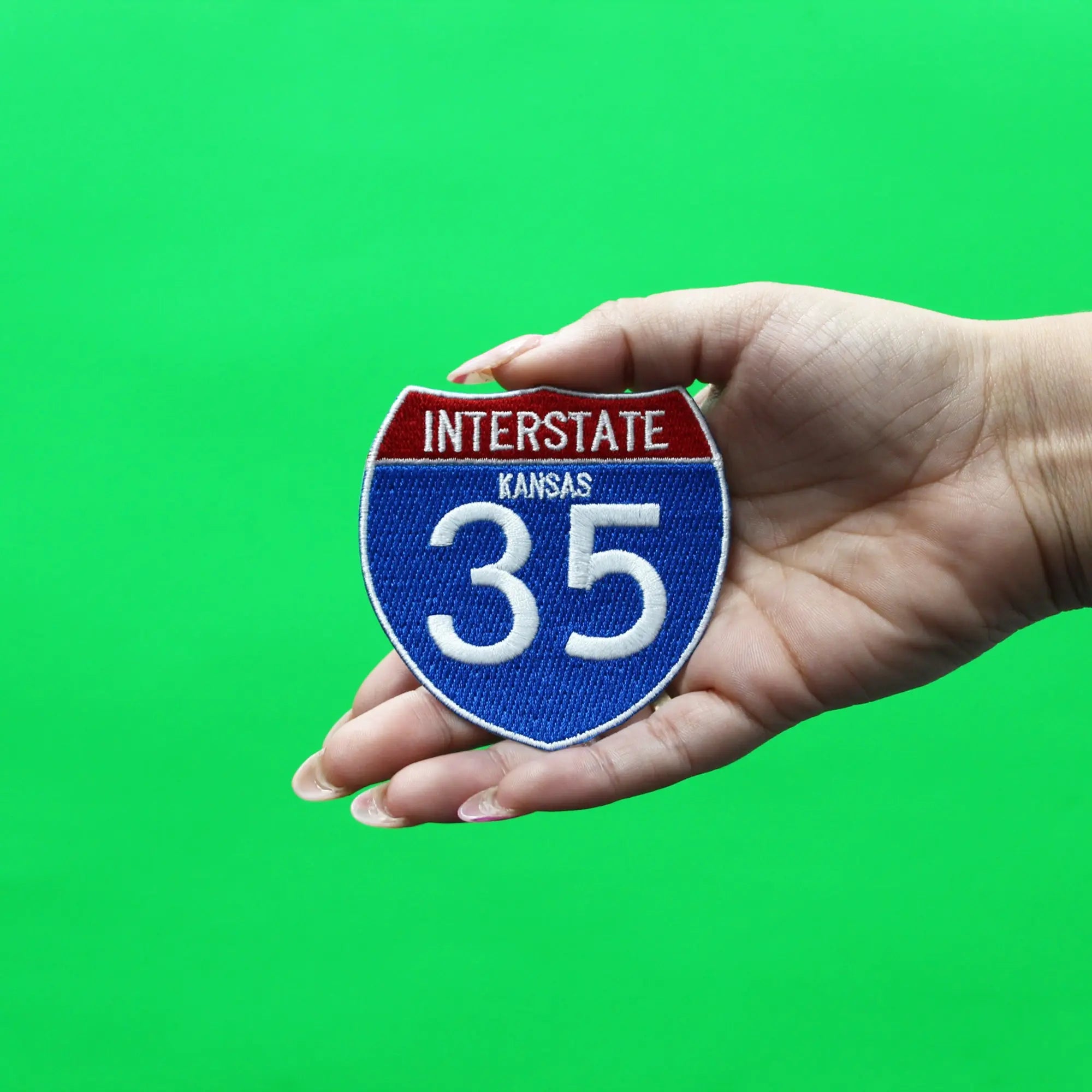Kansas Interstate I-35 Sign Embroidered Iron On Patch 