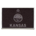 Kansas Patch State Flag Grayscale Embroidered Iron On