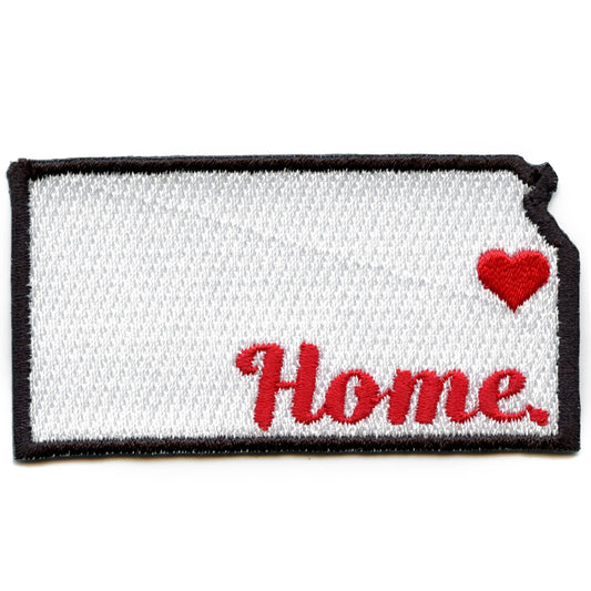 Kansas Home State Patch Football Parody Embroidered Iron On - Red/White 