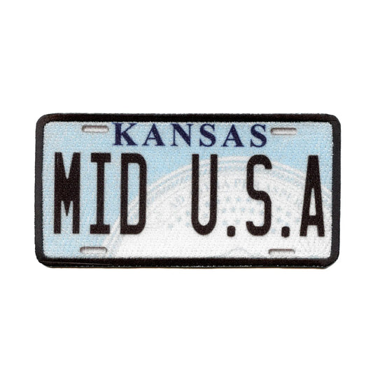 Kansas Mid USA License Plate Patch Sunflower State Travel Embroidered Iron On 