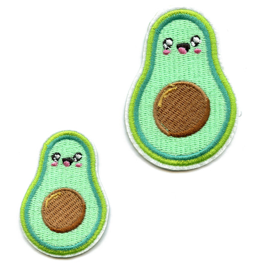 Kawaii Avocado Embroidered Iron On Patch (2pc) 