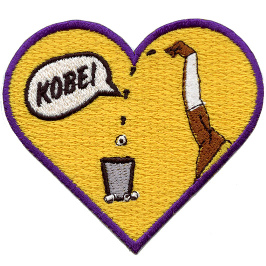 Los Angeles Kobe Shooting Paper Into Trashcan Heart Iron On Embroidered Patch 