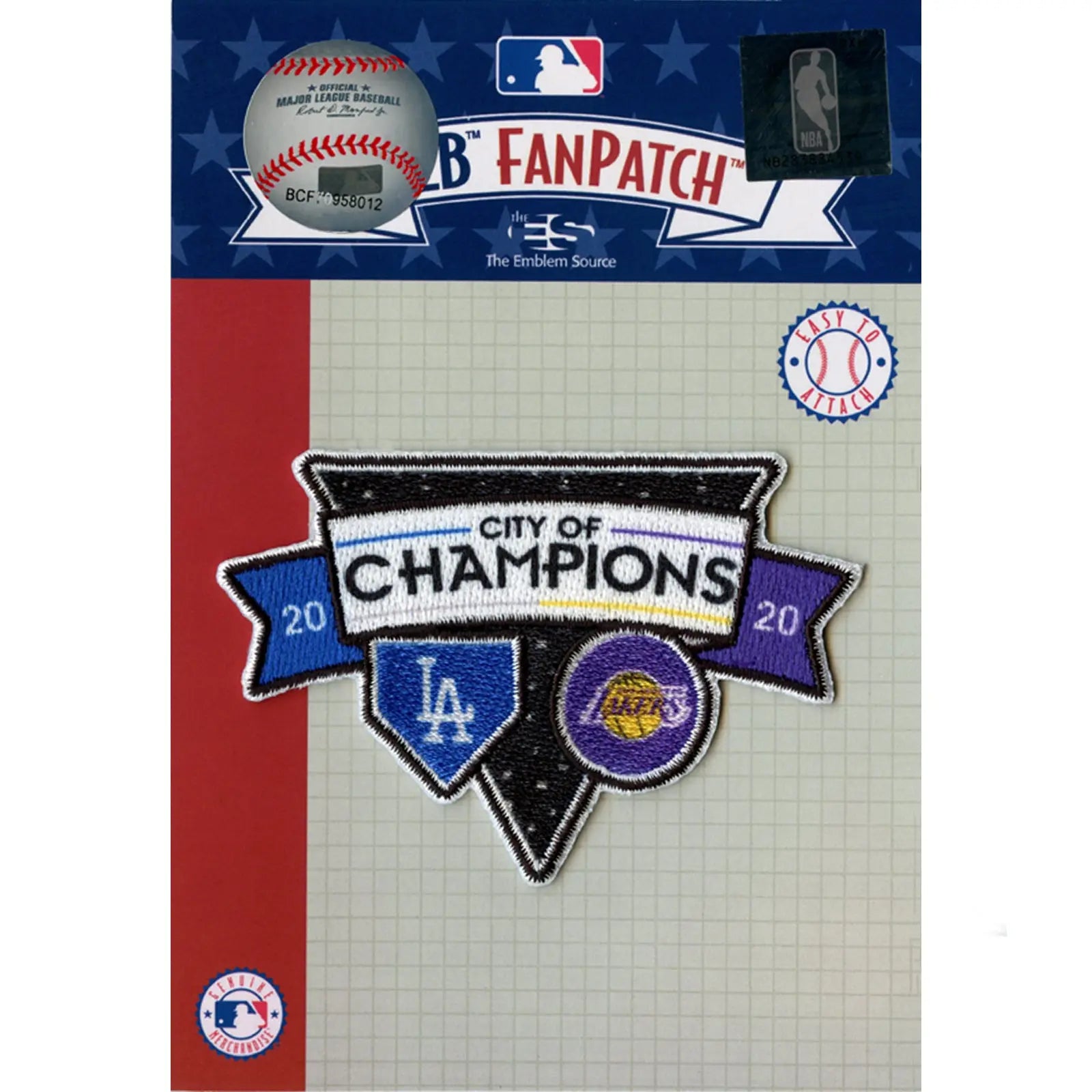 2020 Los Angeles Dodgers and Lakers Dual Champions City of Champions Patch 