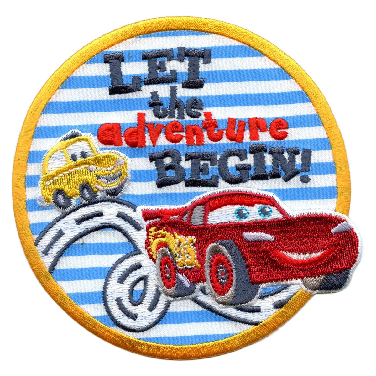 Disney Cars Lightning McQueen "Let The Adventure Begin" Embroidered Applique Iron On Patch 