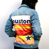 Custom Houston Baseball Team Retro Rainbow Light Denim Jacket For Women 