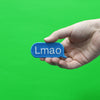LMAO Blue Text Script Word Bubble Emoji Iron On Embroidered Patch 