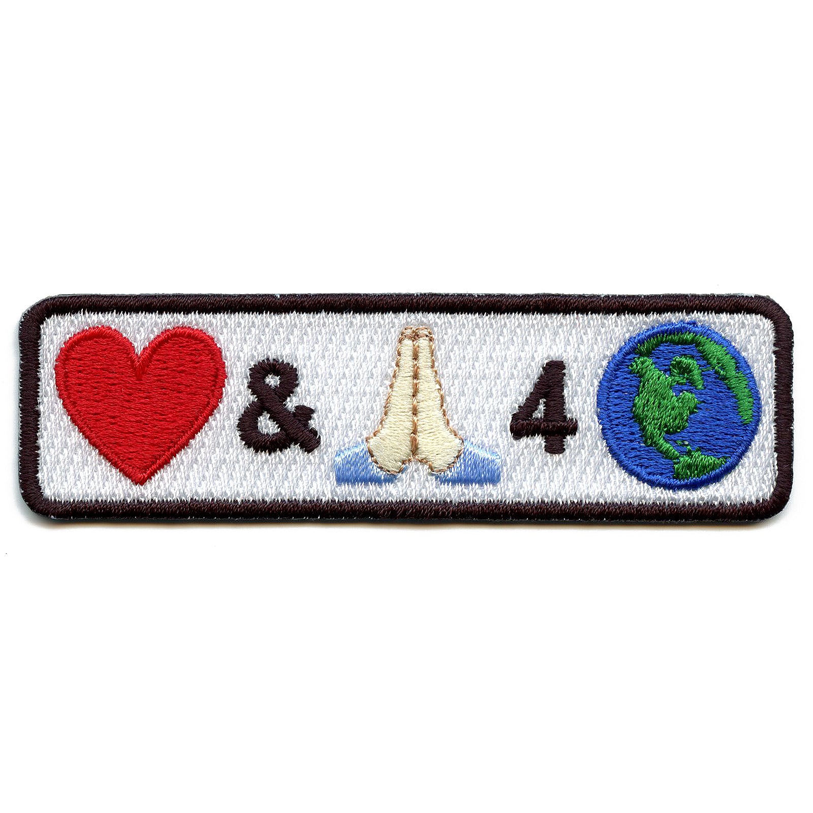Love and Pray For The World Iron On Embroidered Patch 