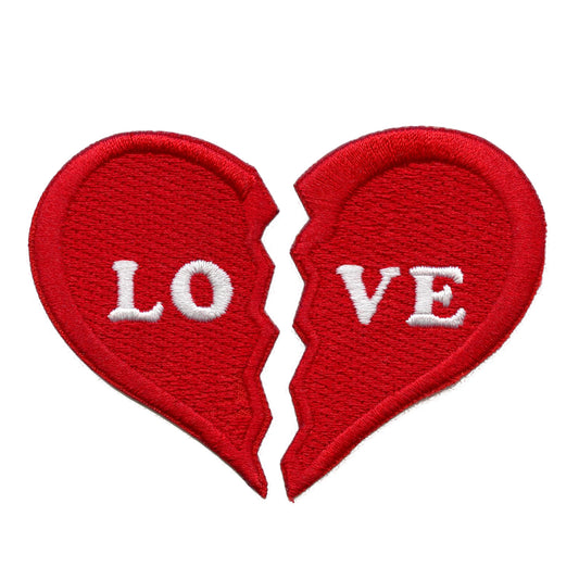 LOVE Split Heart Set Patch Valentines Day Embroidered Iron On 