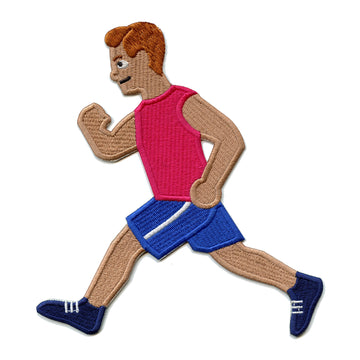 Running Man Large Tan Emoji Embroidered Iron On Patch 