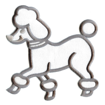 White Poodle Large Costume Embroidered Applique Iron On Patch 
