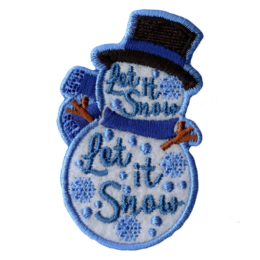 Let It Snow Snowman Embroidered Iron On Patch 