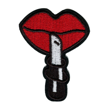 Lips With Lipstick Embroidered Iron On Patch 