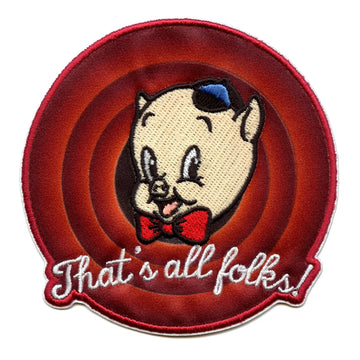 Official Looney Tunes Patch Porky Pig "That's All Forks!" Embroidered Iron On 