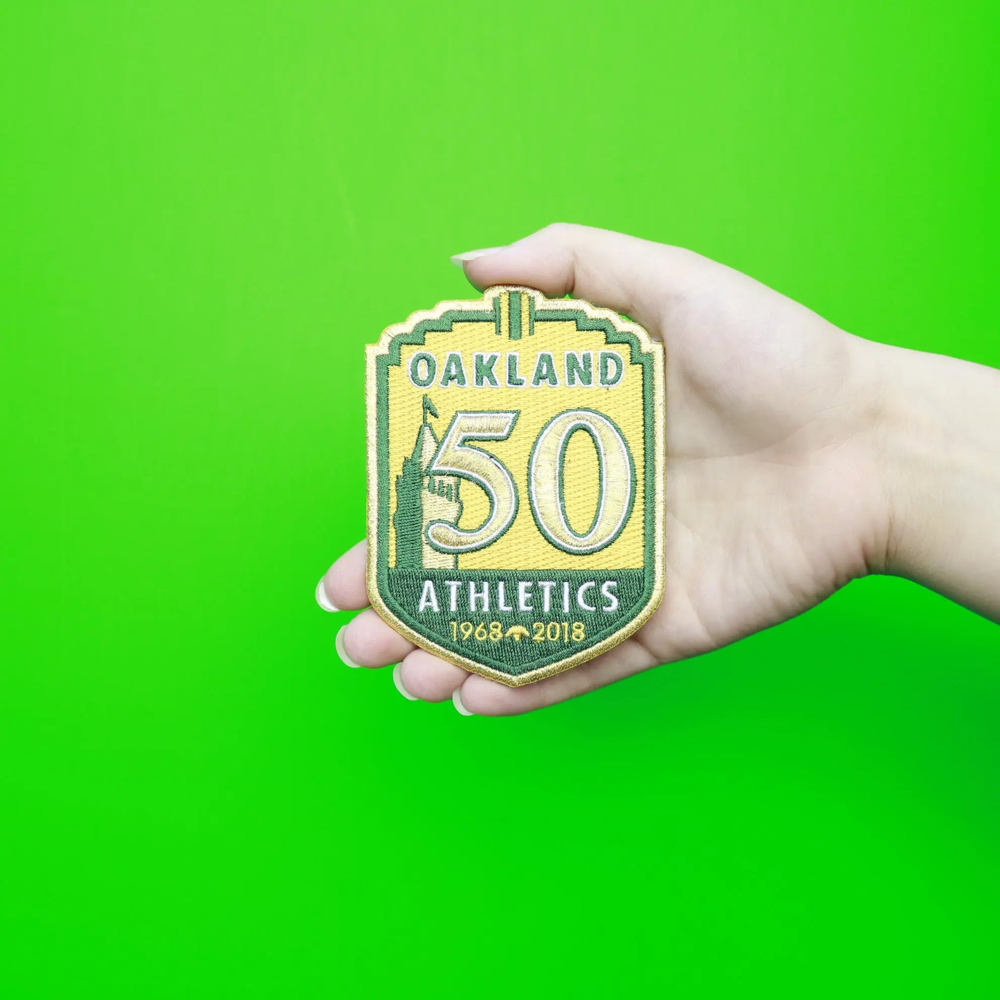 Green Oakland Athletics 50th Anniversary Event MLB Patch