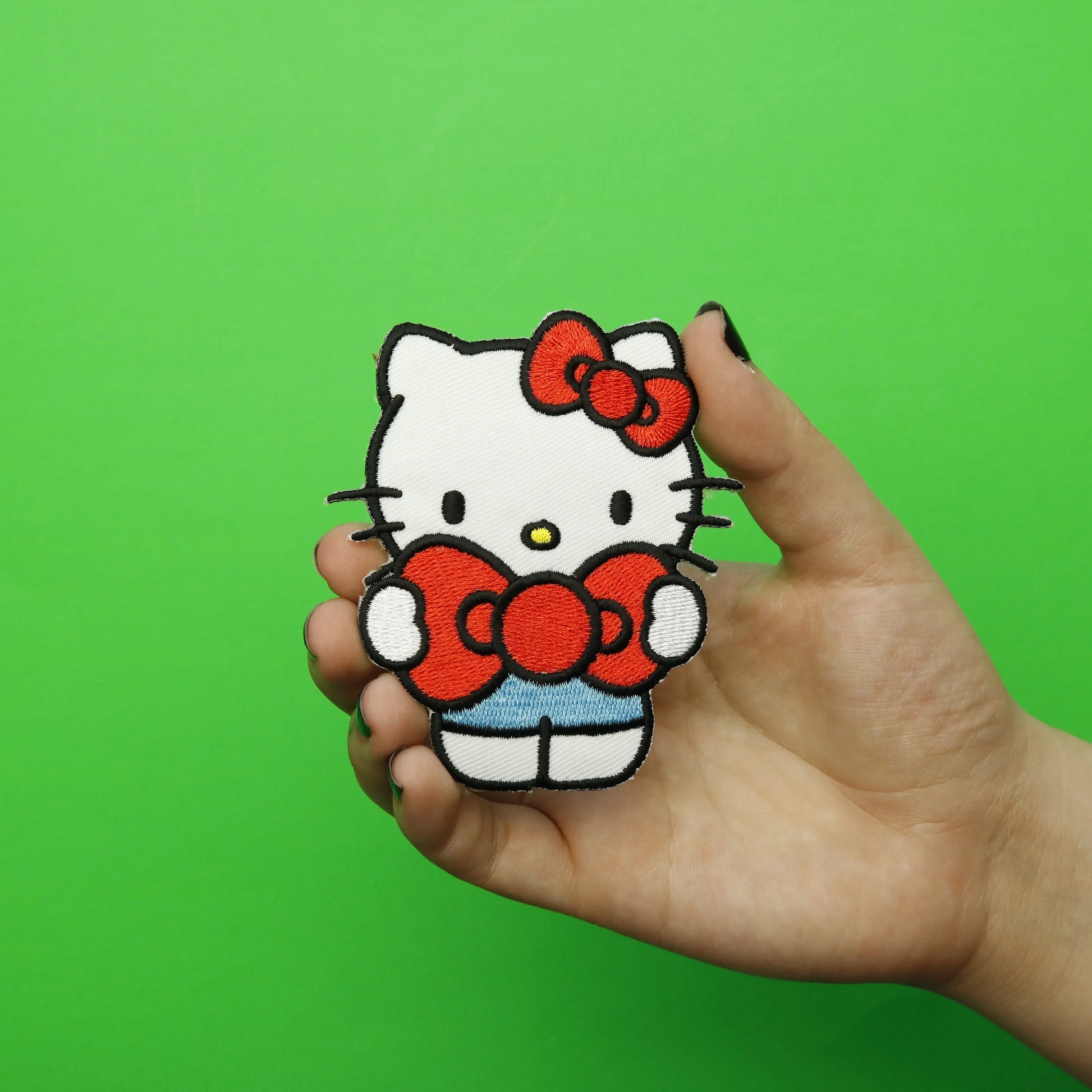 Hello Kitty Holding Red Bow Iron On Embroidered Patch 