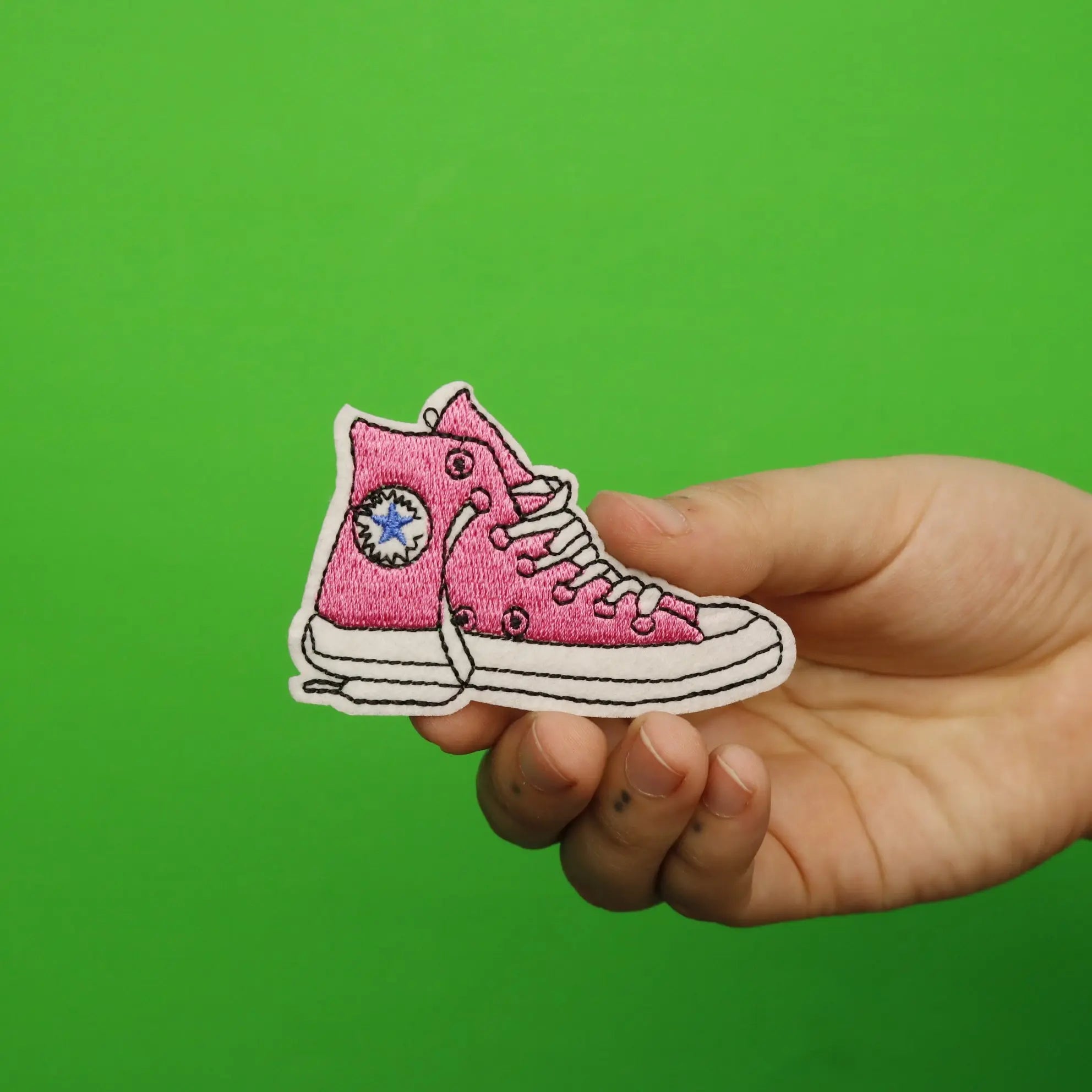 Pink High Top Sneaker Embroidered Iron On Patch 