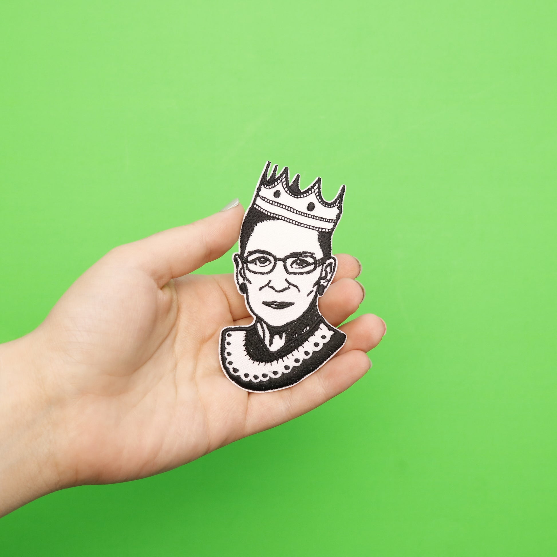 Ruth Bader Ginsburg Portrait With Crown Embroidered Iron On Patch 