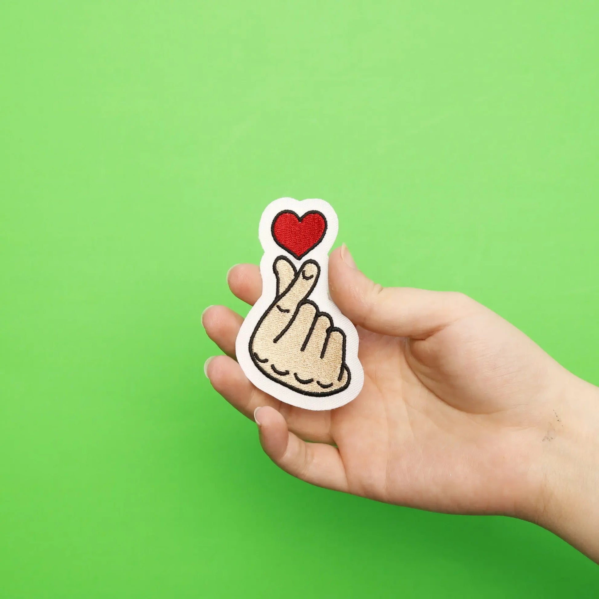 K-Pop Heart Fingers Embroidered Iron On Patch 