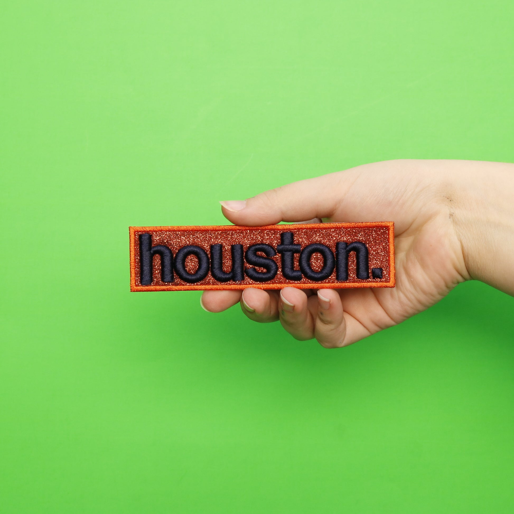 Orange City Of Houston Texas Puff Raised Glitter Box Logo Embroidered Iron on Patch 
