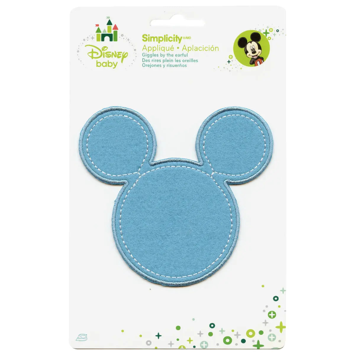 Disney Mickey Mouse Head Blue Embroidered Applique Iron On Patch 