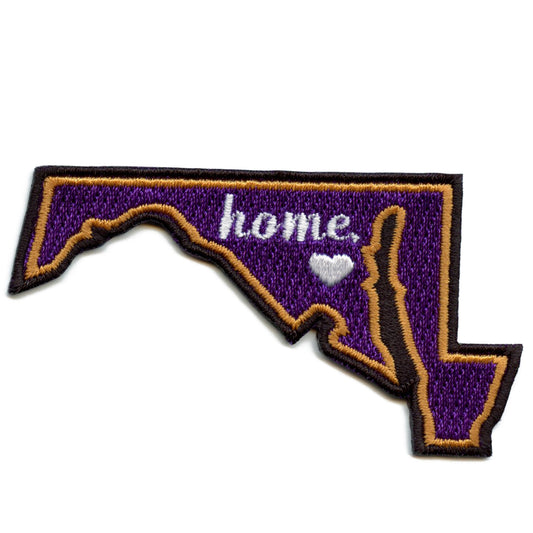 Maryland Home State Patch Football Parody Embroidered Iron On - Purple 