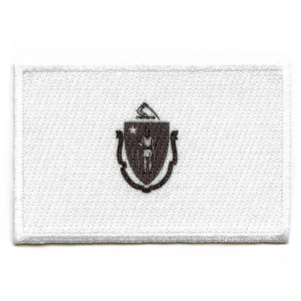 Massachusetts State Flag Patch Grayscale Embroidered Iron On 