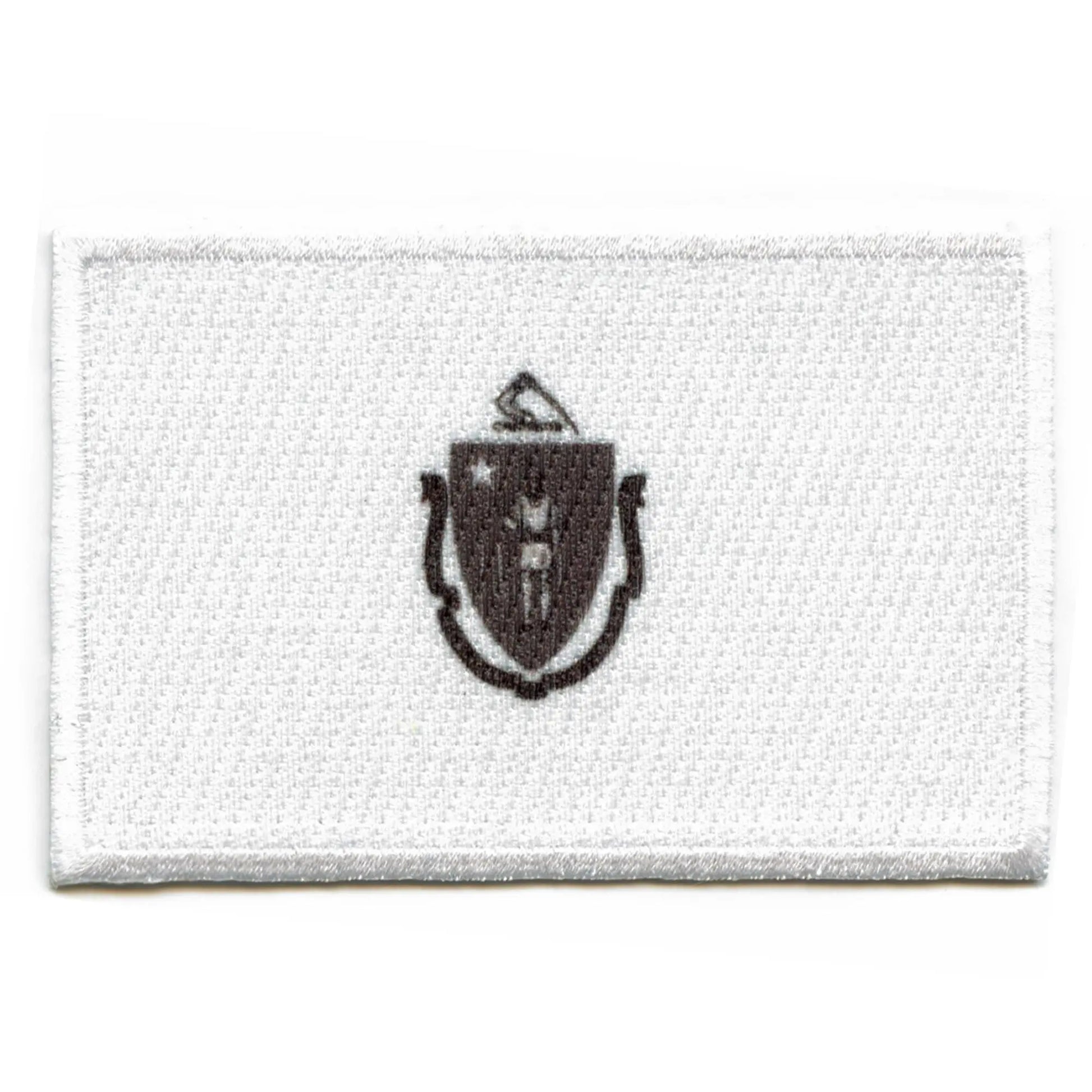 Massachusetts State Flag Patch Grayscale Embroidered Iron On 