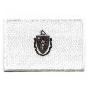Massachusetts State Flag Patch Grayscale Embroidered Iron On 