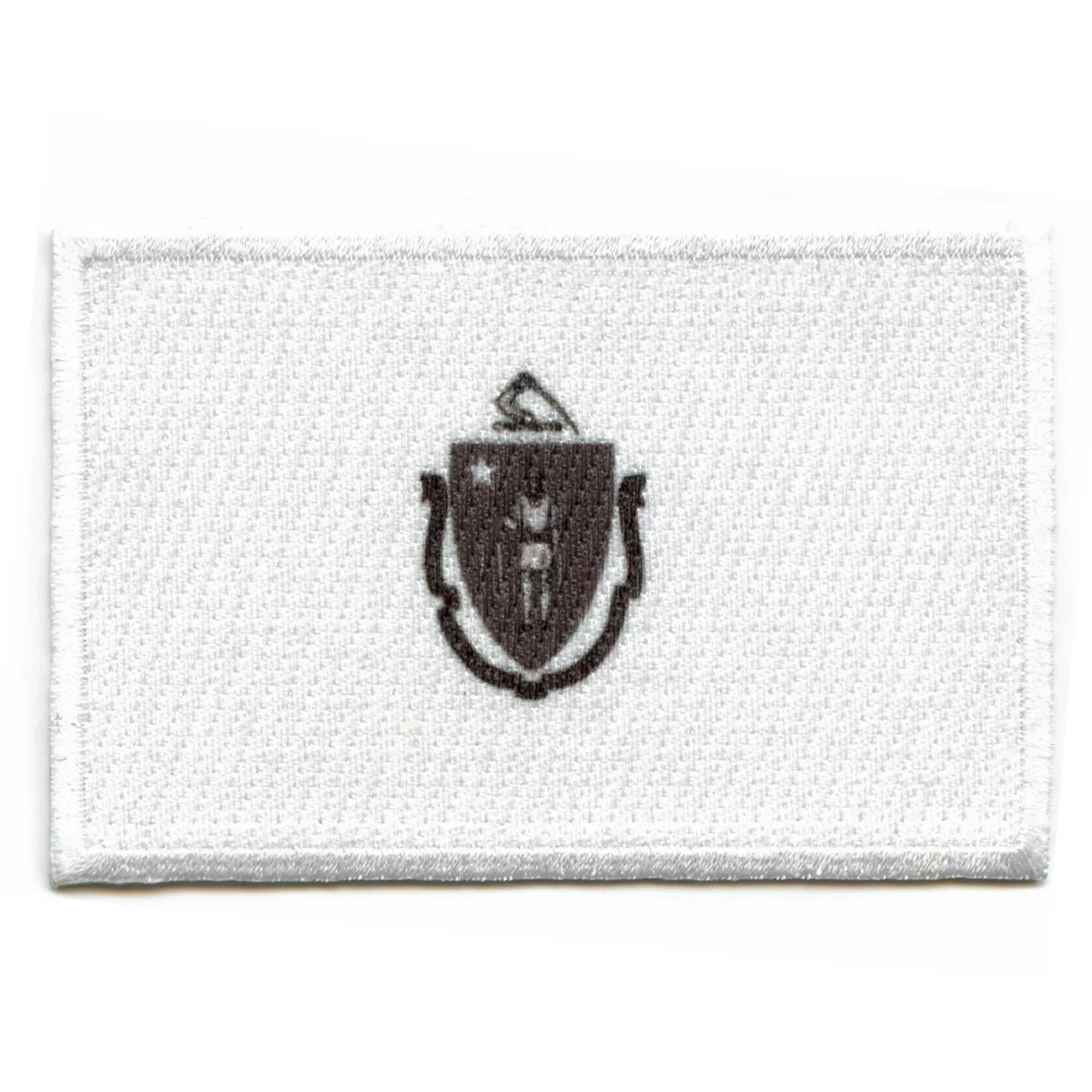 Massachusetts State Flag Patch Grayscale Embroidered Iron On 