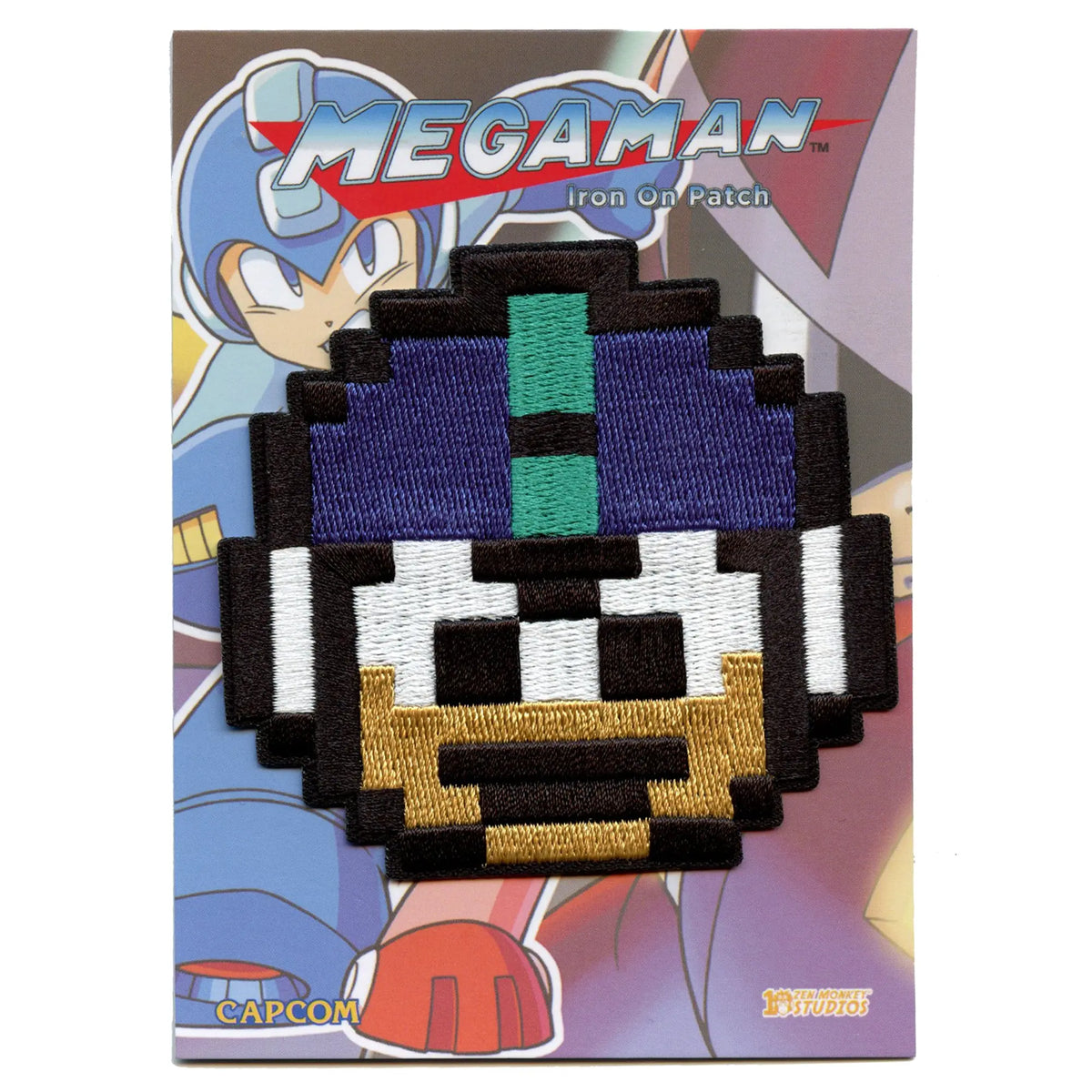 Mega Man Pixel Face Patch Capcom Classic Game Embroidered Iron On 