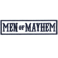 Men Of Mayhem Blue On White Bikers Club Iron On Patch