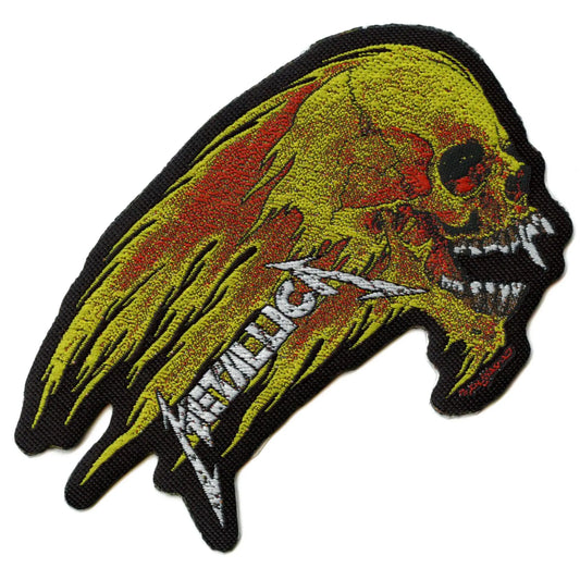 Metallica Flaming Skull Patch Fire Rock Metal Band Woven Iron On