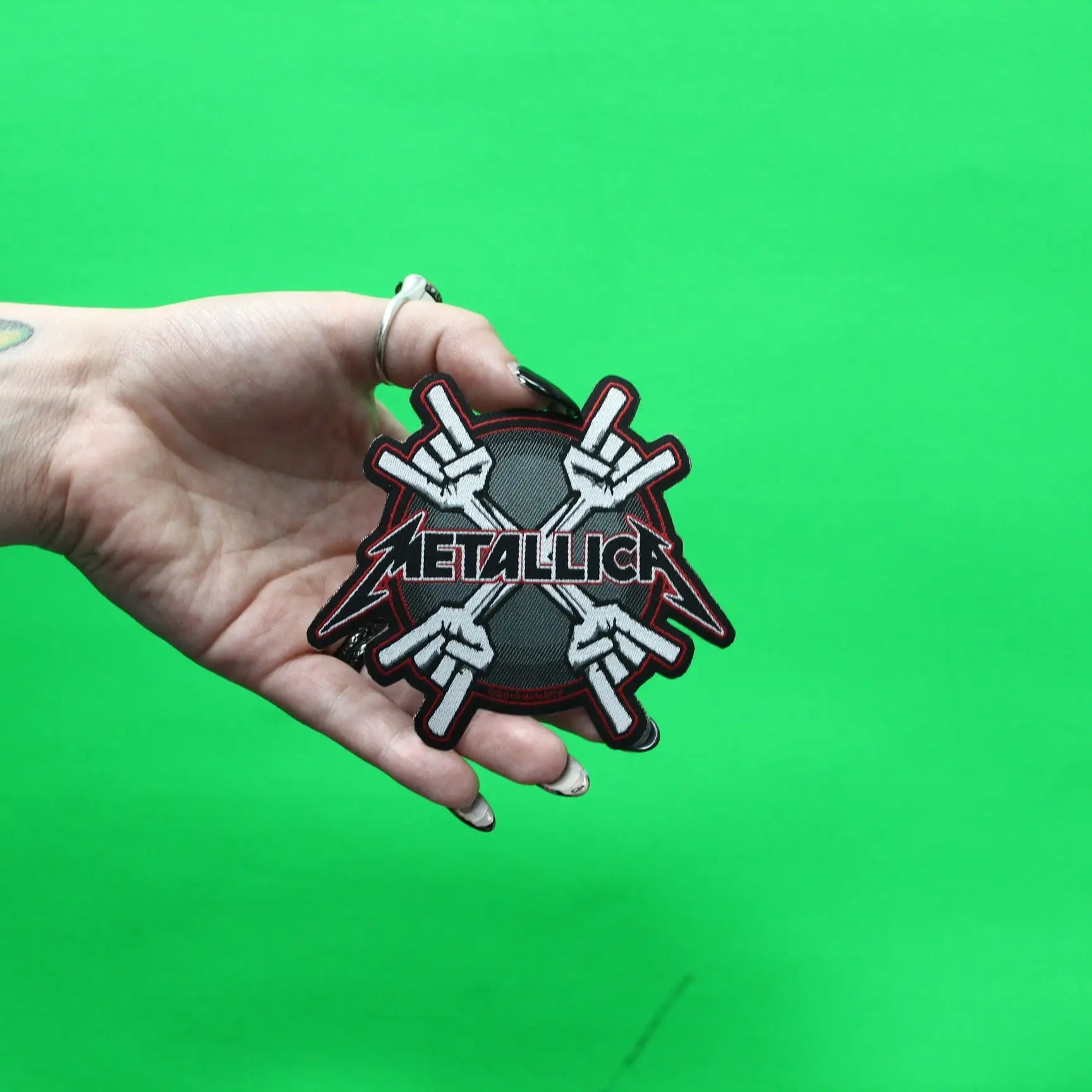 Metallica Metal Horns Logo Patch Rock Hands Band Woven Iron On