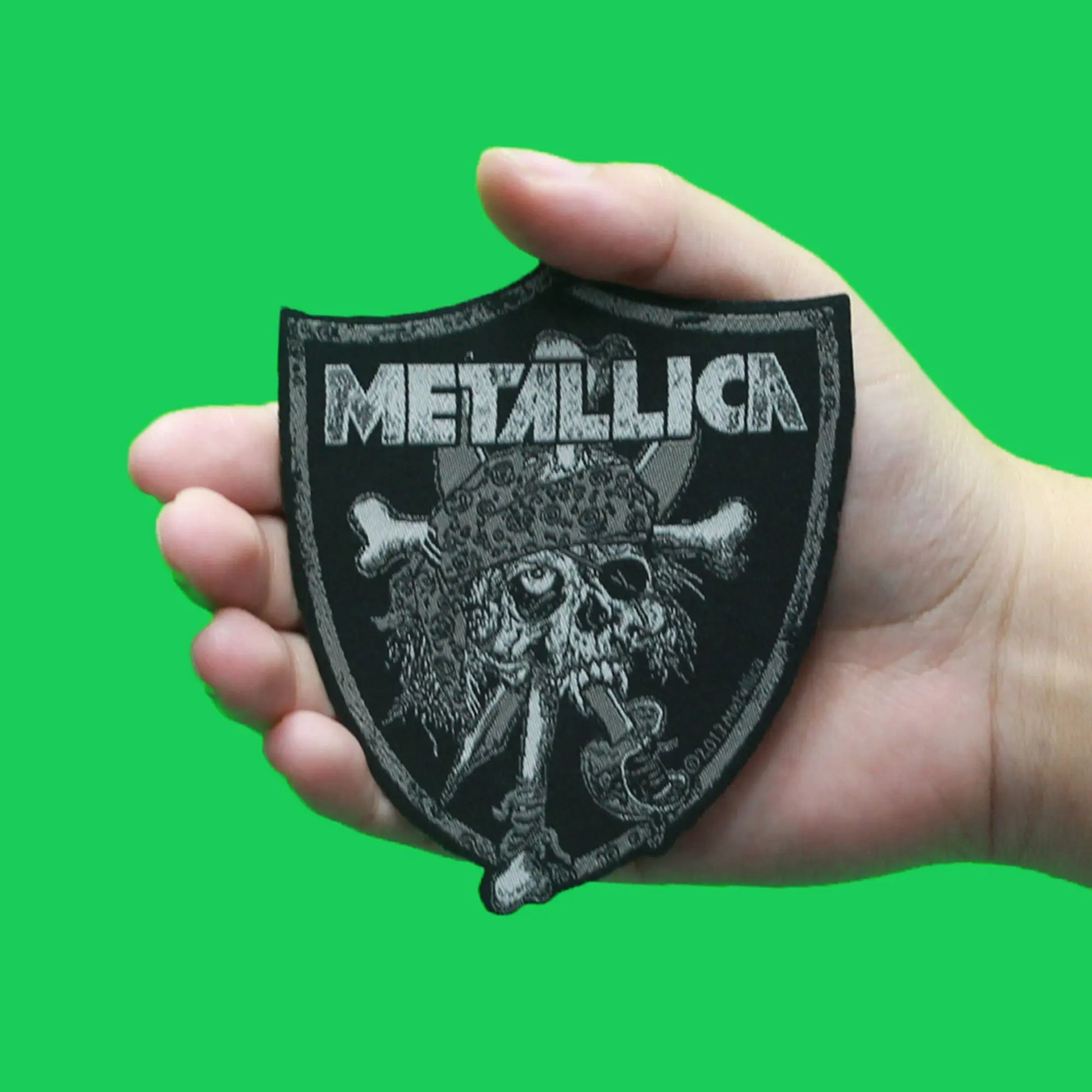 Metallica Raiders Skull Crest Patch Rock Metal Band Woven Iron On